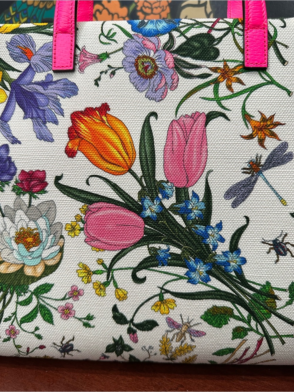 Gucci Flora Tote Pink Floral Canvas Crossbody Bag 550141 - Picture 12 of 17